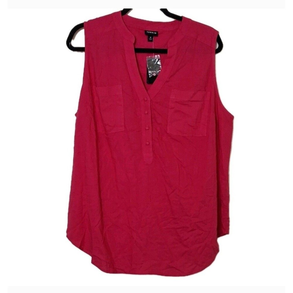 Torrid Linen Top Pink Large Tunic Women's Sleeveless New Tags
